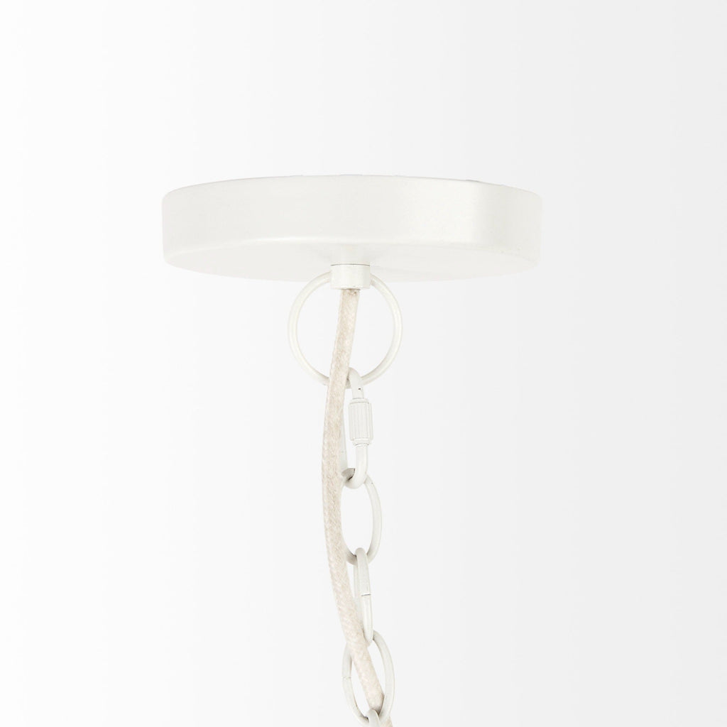 Theta 30.0 L x 30.0 W x 15.0 H White - Washed Beaded Chandelier - Dekor Butik