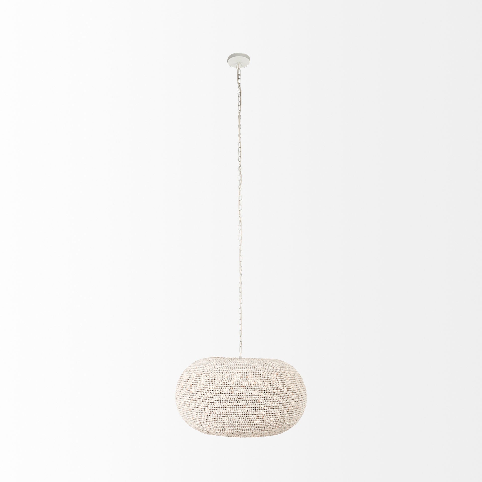 Theta 30.0 L x 30.0 W x 15.0 H White - Washed Beaded Chandelier - Dekor Butik
