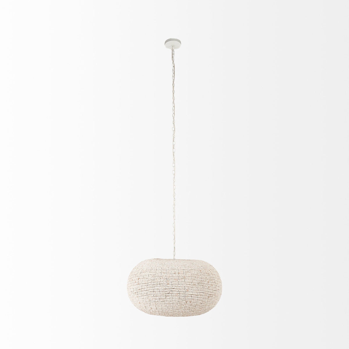 Theta 30.0 L x 30.0 W x 15.0 H White - Washed Beaded Chandelier - Dekor Butik