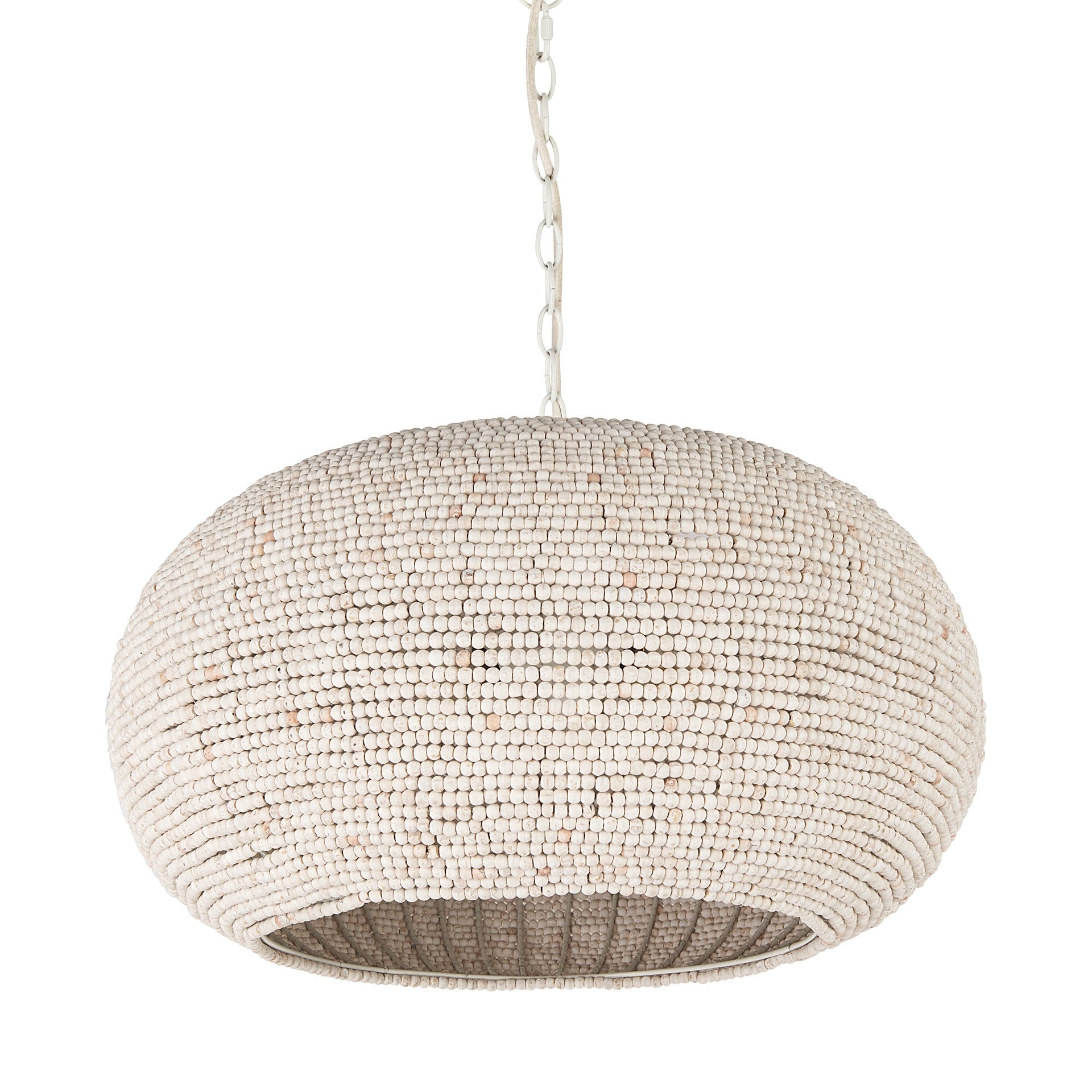 Theta 30.0 L x 30.0 W x 15.0 H White - Washed Beaded Chandelier - Dekor Butik