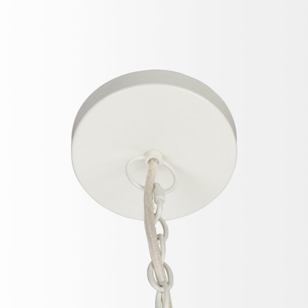 Theta 30.0 L x 30.0 W x 15.0 H White - Washed Beaded Chandelier - Dekor Butik
