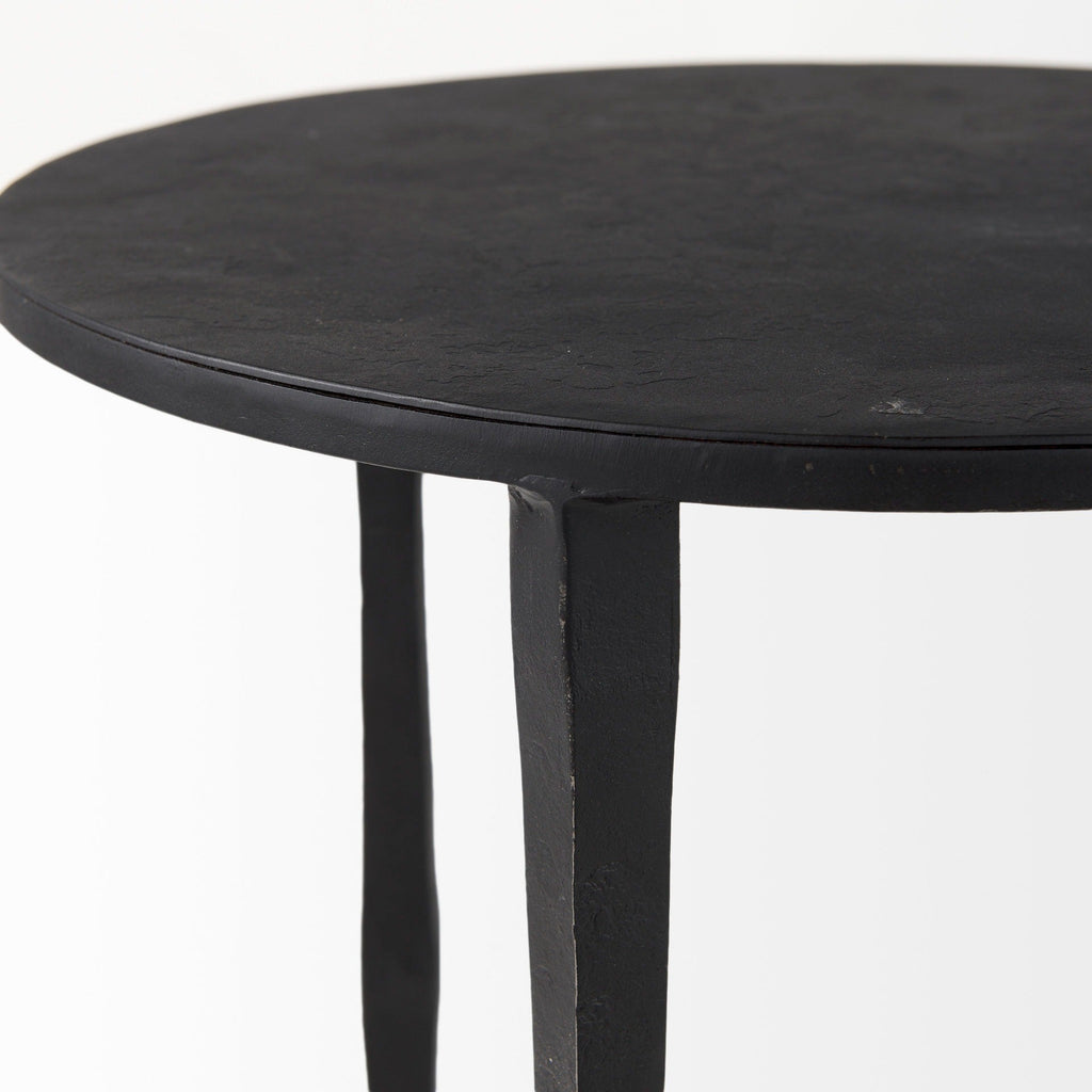 Timothy 16.0L x 16.0W X 20.0H Ebony Black Iron Side Table - Dekor Butik