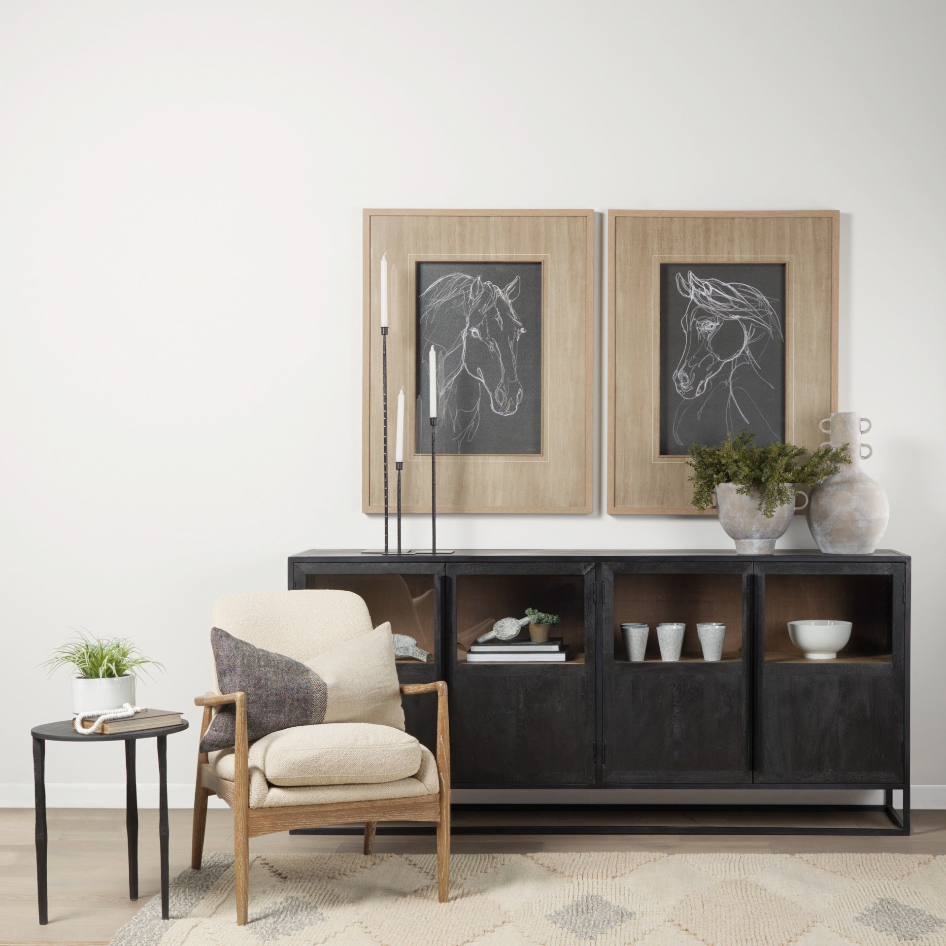 Timothy 16.0L x 16.0W X 20.0H Ebony Black Iron Side Table - Dekor Butik