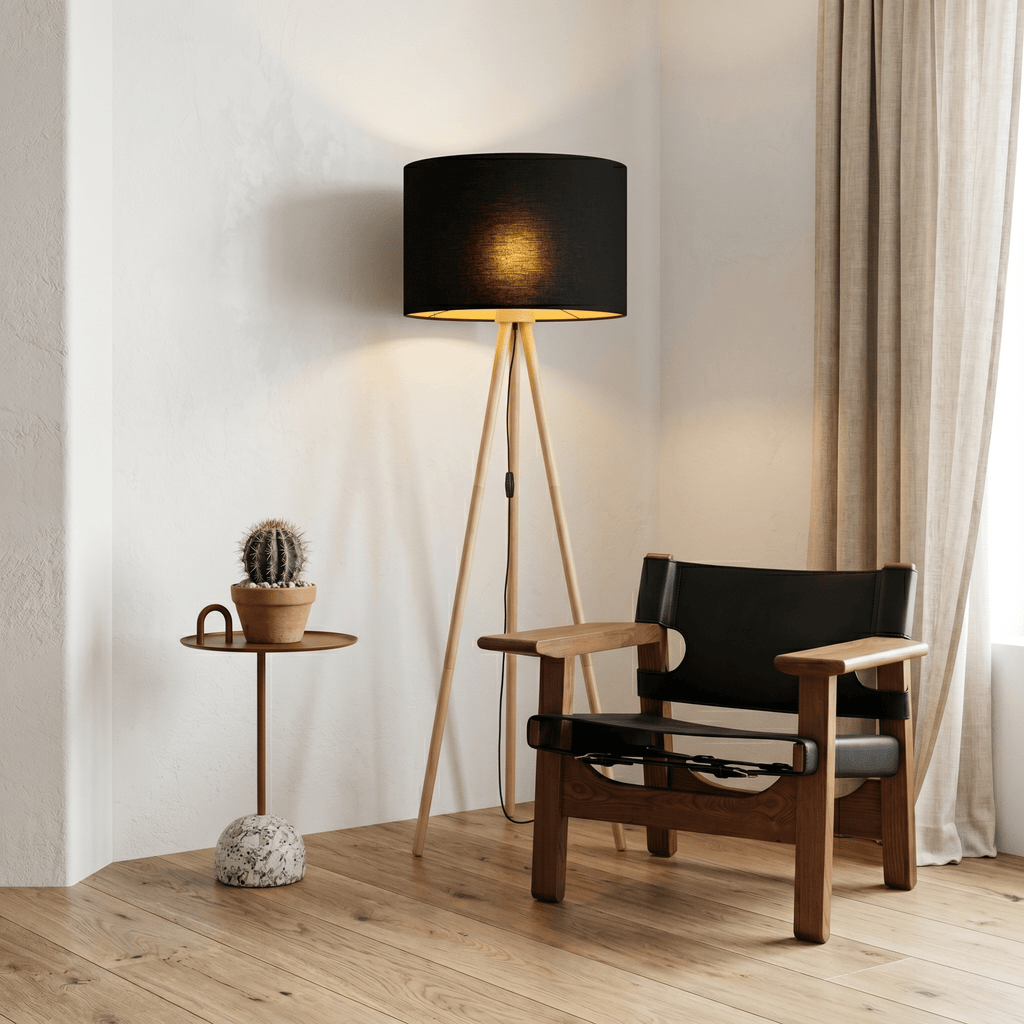 TOKYO Wood & Linen Floor Lamp for Living Room & Bedroom - Dekor Butik
