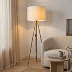 TOKYO Wood & Linen Floor Lamp for Living Room & Bedroom - Dekor Butik