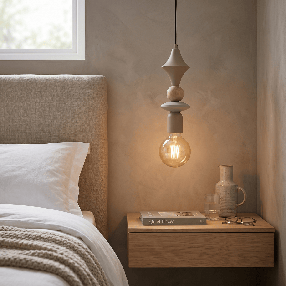 TOWER Wood Pendant Light for Kitchen Island, Bedside & Reading Nook - Dekor Butik