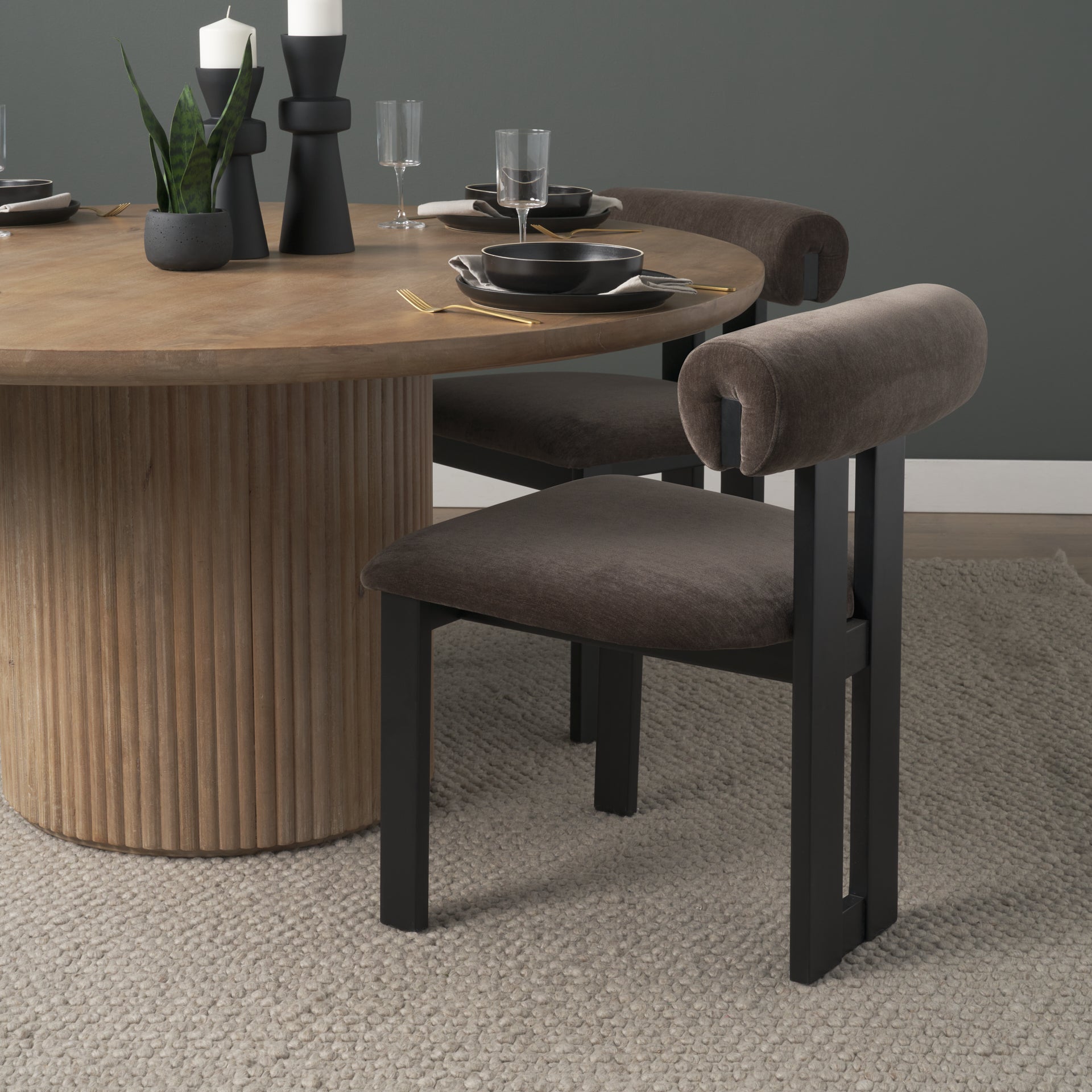 Tribeca Curve Fabric Dining Side Chair - 3 Colors - Dekor Butik