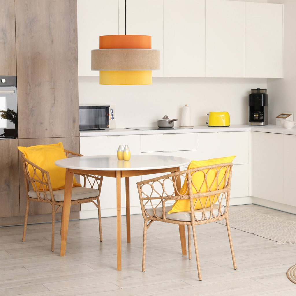TRIO Jute Mid - Century Boho Large Pendant Ceiling Light Fixture for Kitchen Island, Dining Room & Living Room - Dekor Butik
