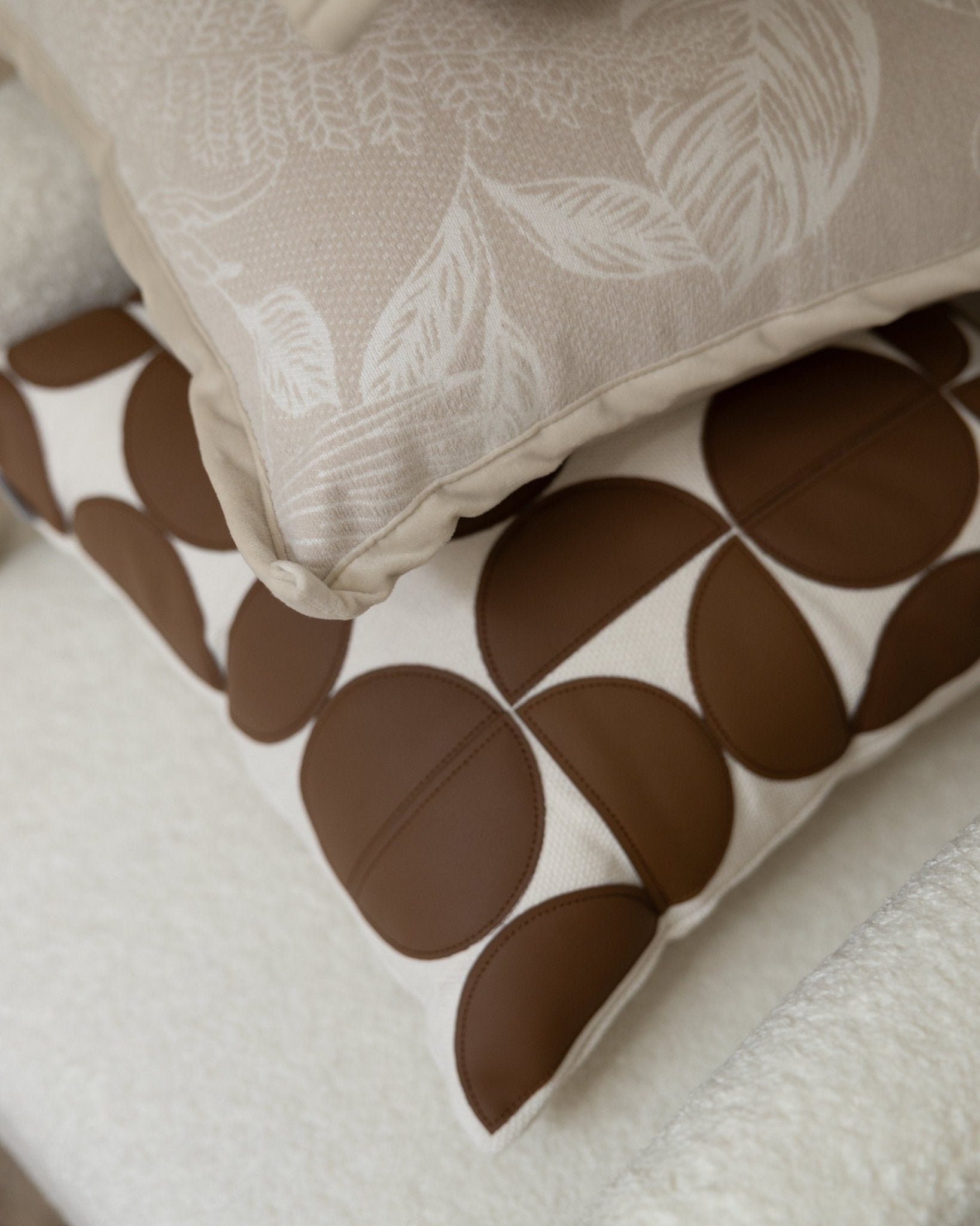 Decorative CushionsTwo-Tone Tan Chic Patchwork Decoraive Pillow 18" x 18" - Dekor Butik