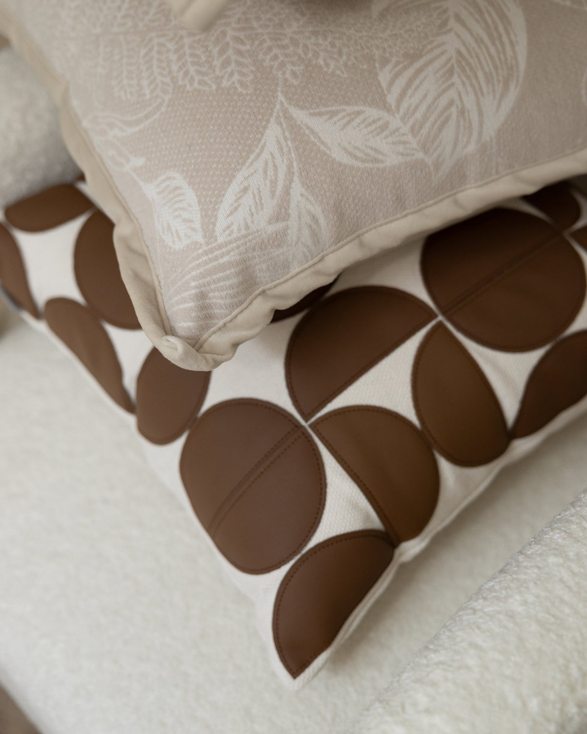 Decorative CushionsTwo-Tone Tan Chic Patchwork Decoraive Pillow 18" x 18" - Dekor Butik
