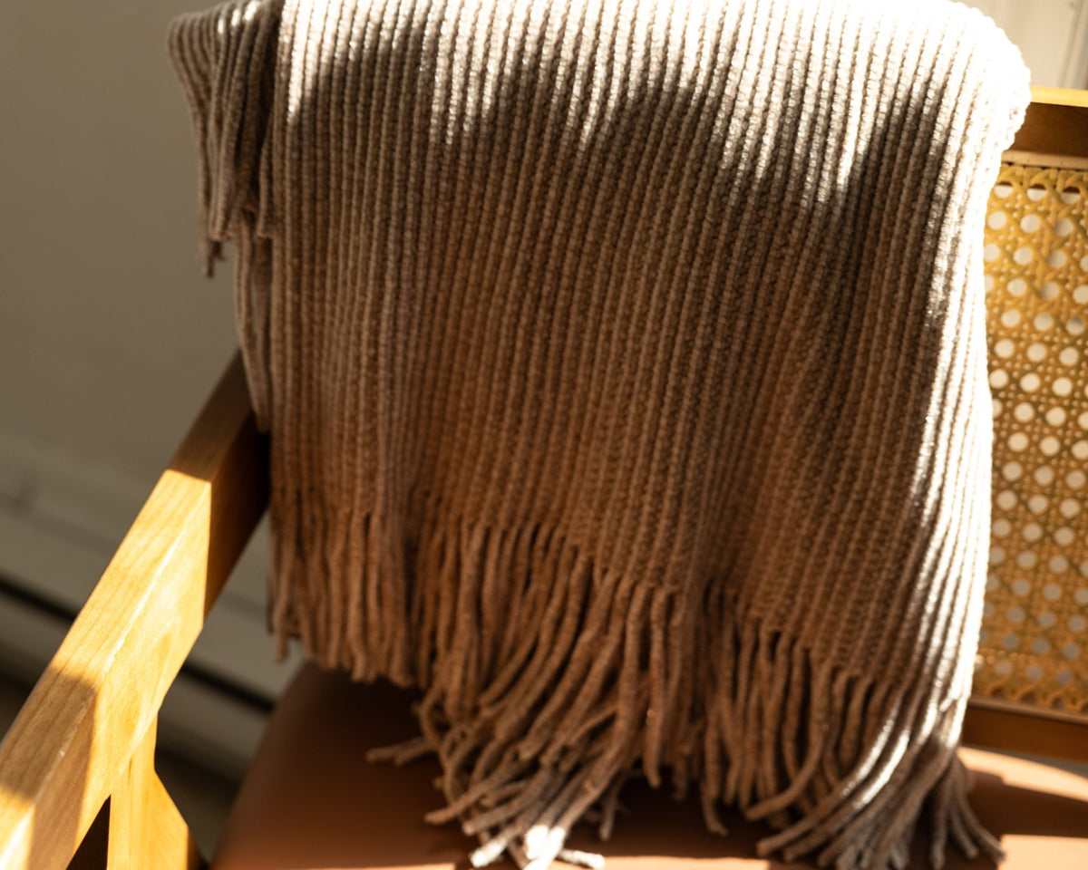 Throw BlanketsUltra Soft Taupe Chenille Throw Blanket 50"x 60" - Dekor Butik