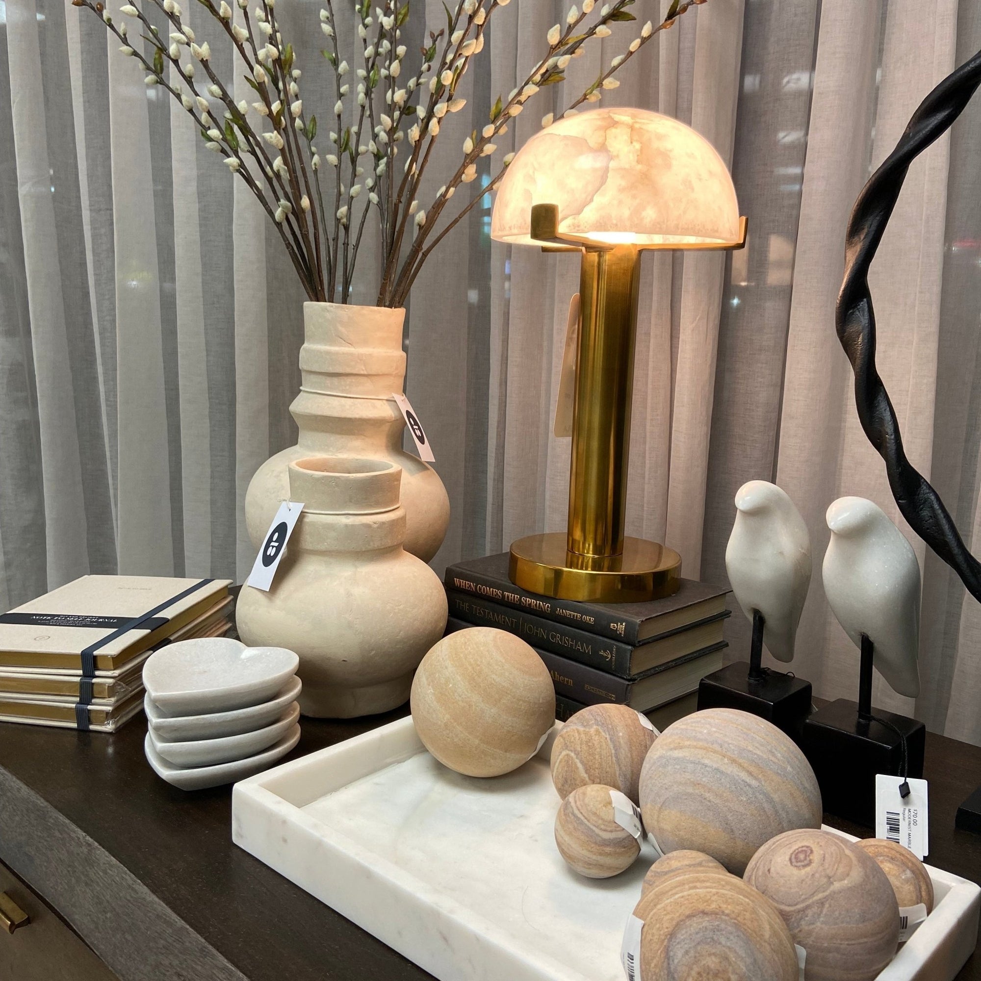 Table LampsUrsula Lamp - Alabaster & Brass Table Lamp - Dekor Butik