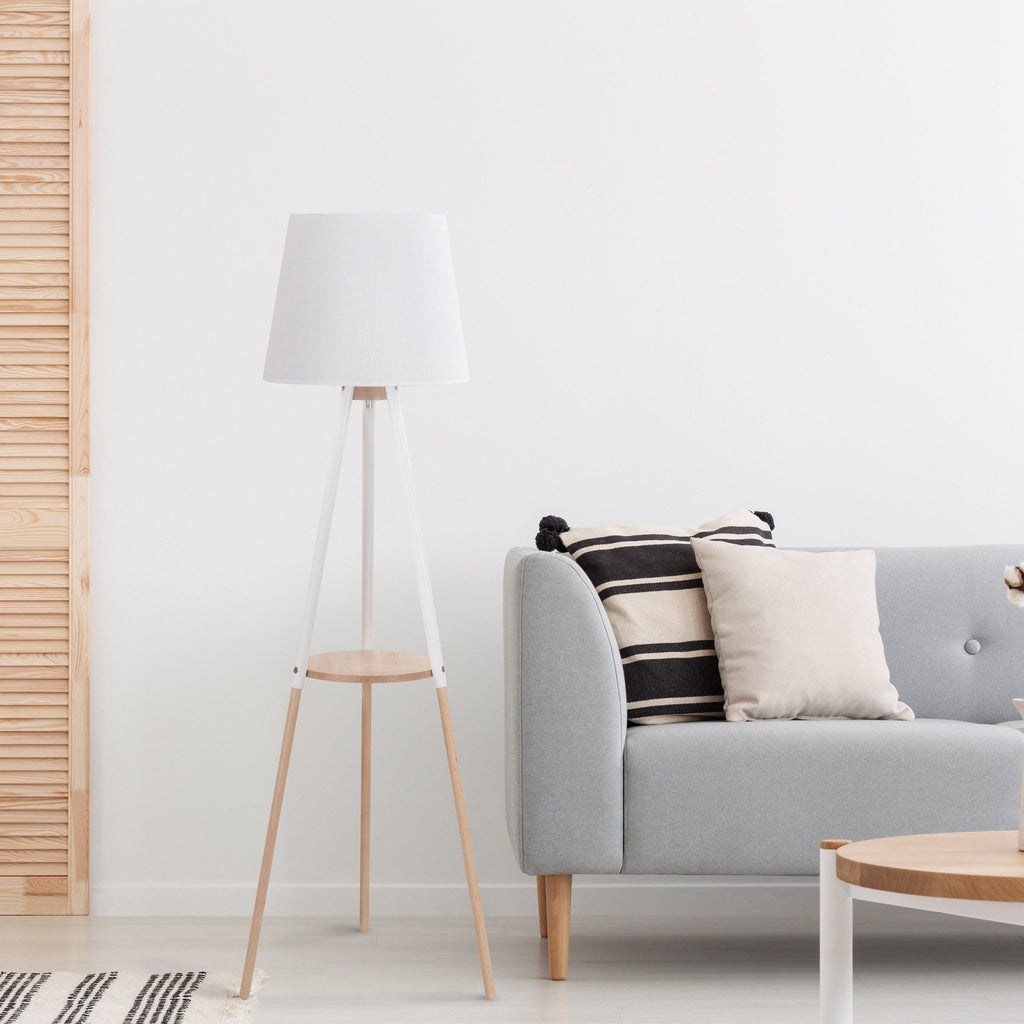 Floor LampsVAIO White Tray Table Floor Lamp for Living Room & Bedroom - Dekor Butik
