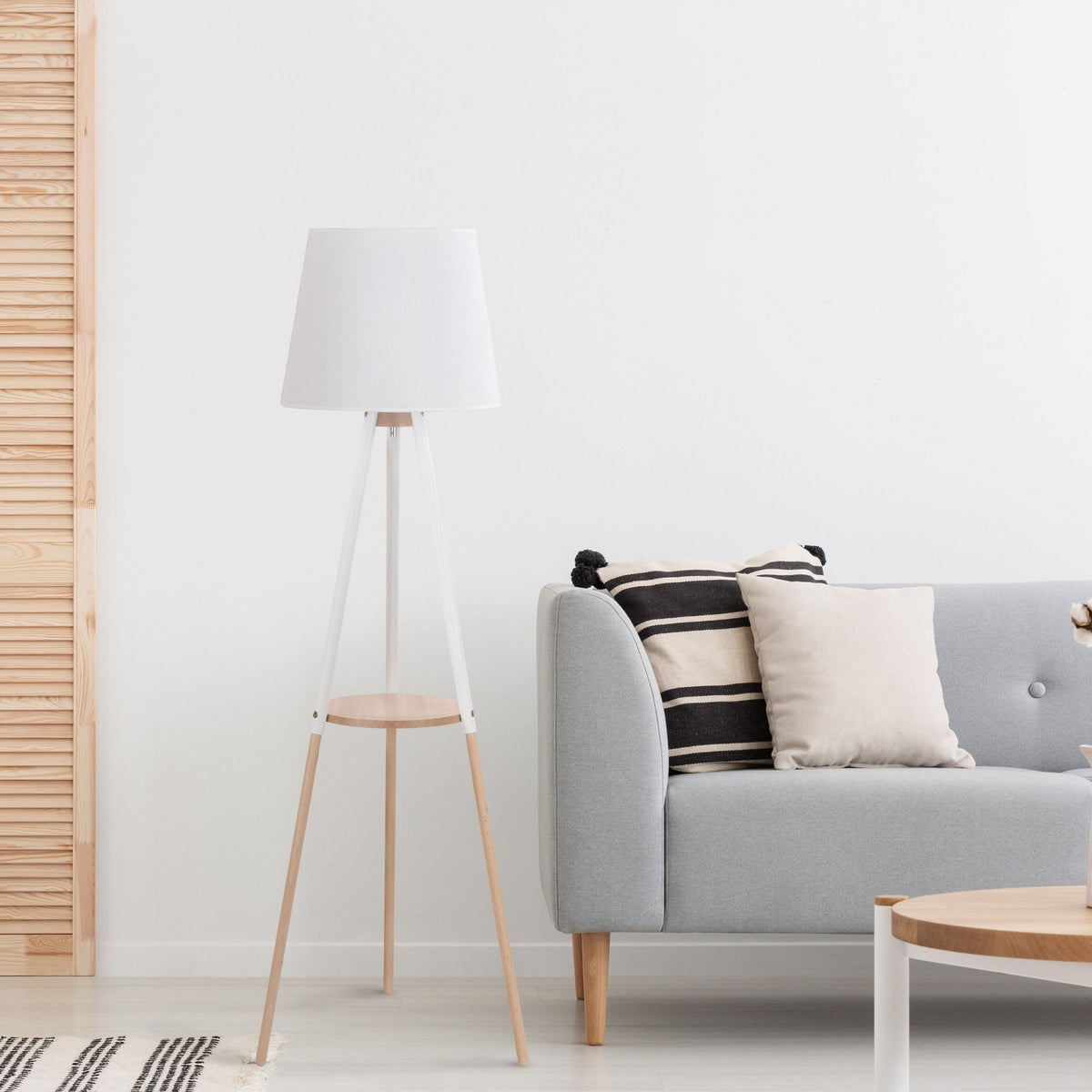 Floor LampsVAIO White Tray Table Floor Lamp for Living Room & Bedroom - Dekor Butik