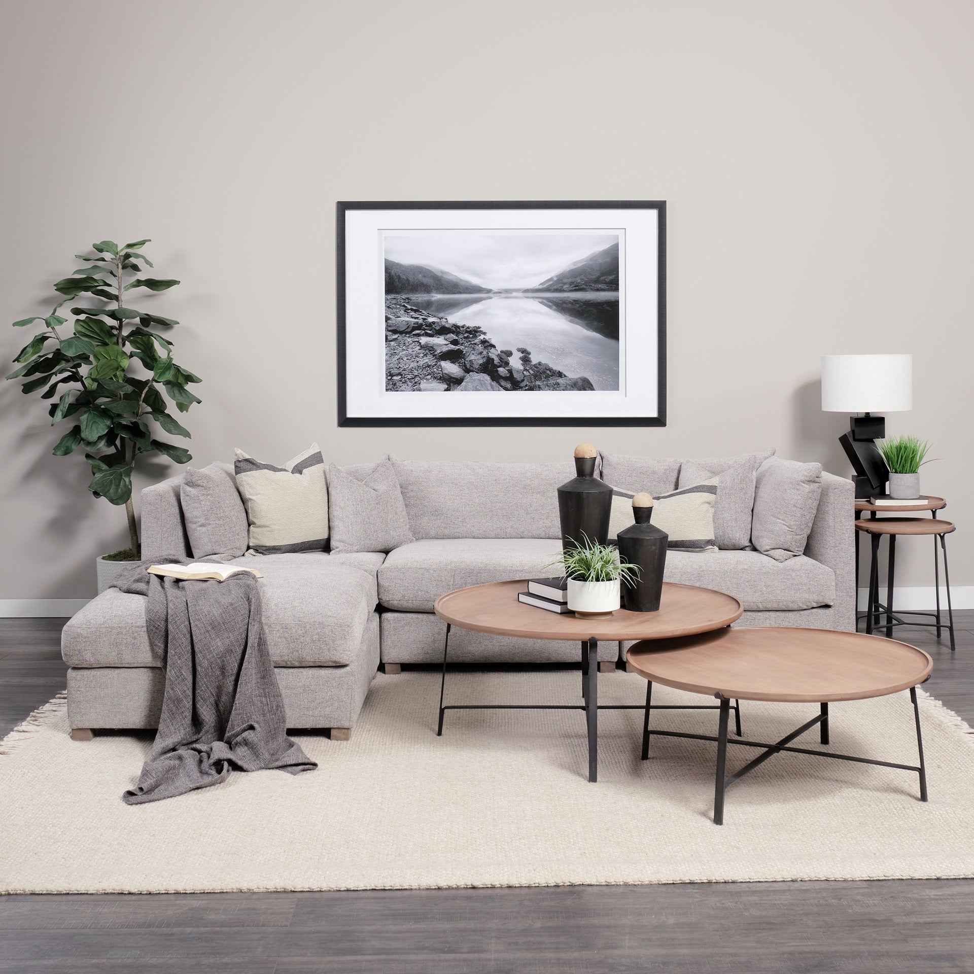 Valence Medium Gray Arm Pillow Sectional Piece - Dekor Butik