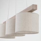 VARO Scandinavian Wood & Linen Pendant Light for Kitchen Island & Dining Table - Dekor Butik