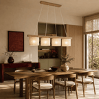 VARO Scandinavian Wood & Linen Pendant Light for Kitchen Island & Dining Table - Dekor Butik