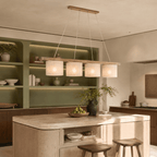 VARO Scandinavian Wood & Linen Pendant Light for Kitchen Island & Dining Table - Dekor Butik