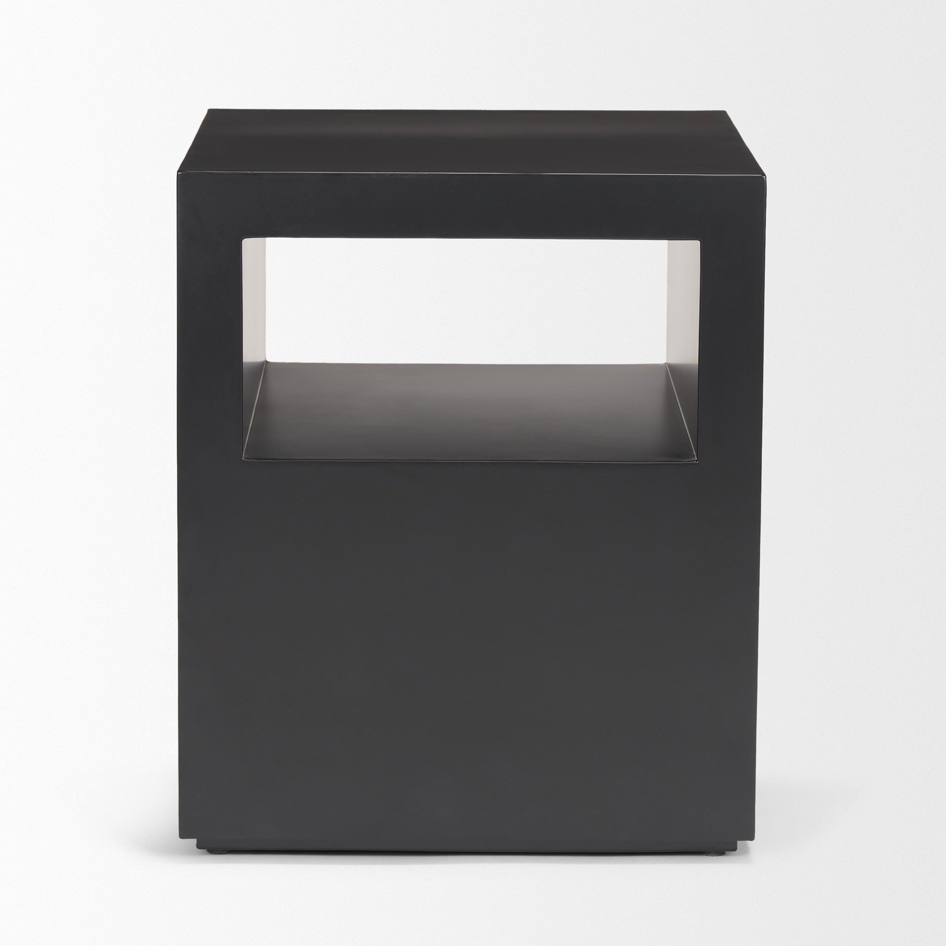 Vondra Matte Black Metal w/ Open Shelves Side table - Dekor Butik