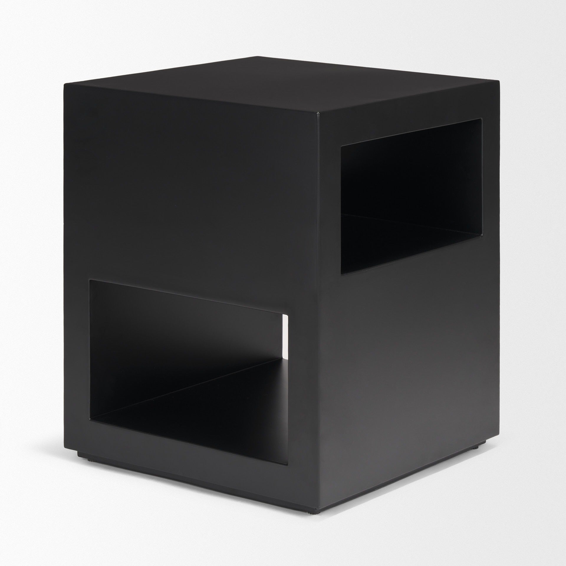 Vondra Matte Black Metal w/ Open Shelves Side table - Dekor Butik
