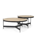 Wade Travertine Marble w/ Matte Black Metal Coffee Tables - Dekor Butik