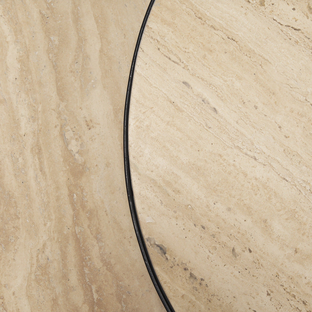 Wade Travertine Marble w/ Matte Black Metal Coffee Tables - Dekor Butik