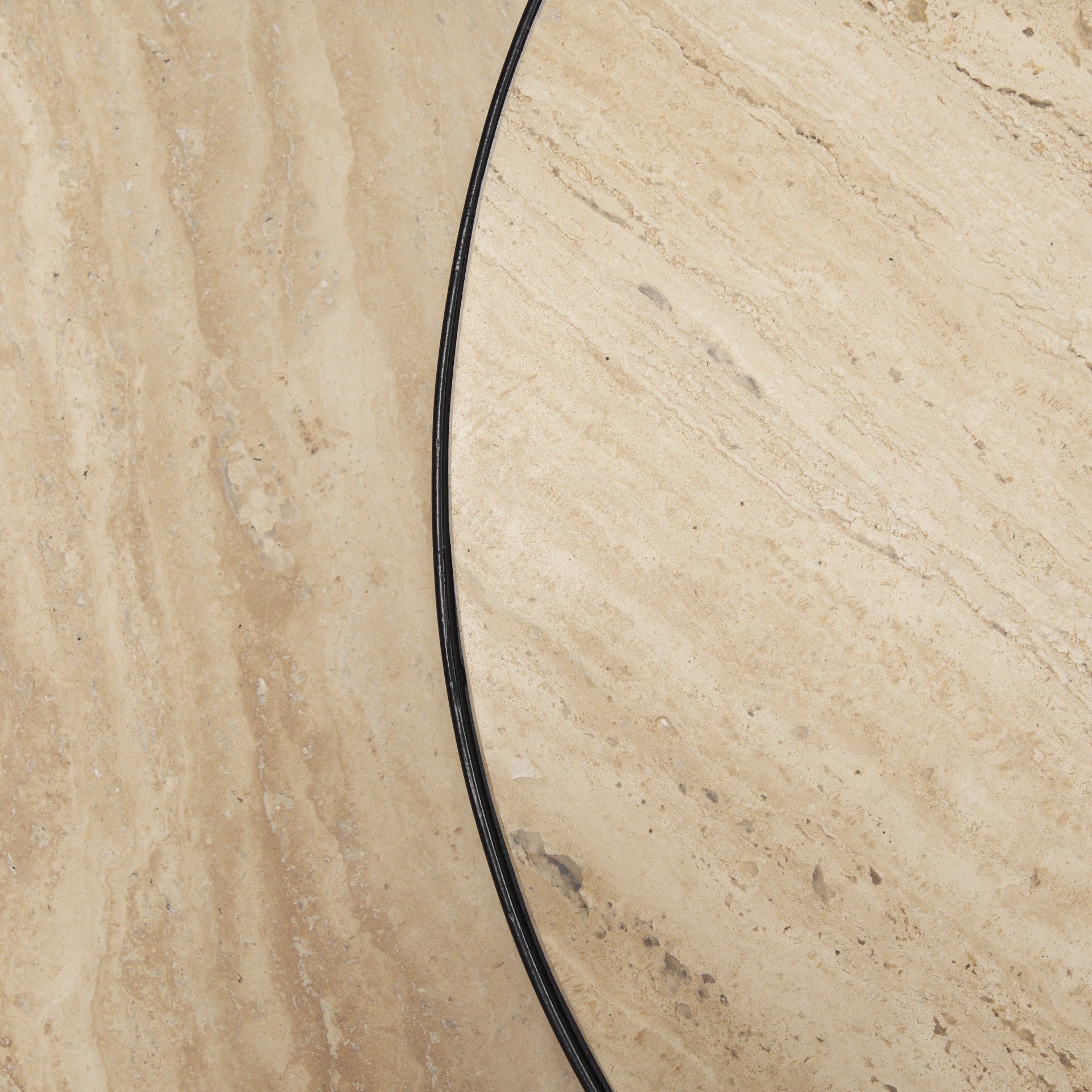 Wade Travertine Marble w/ Matte Black Metal Coffee Tables - Dekor Butik