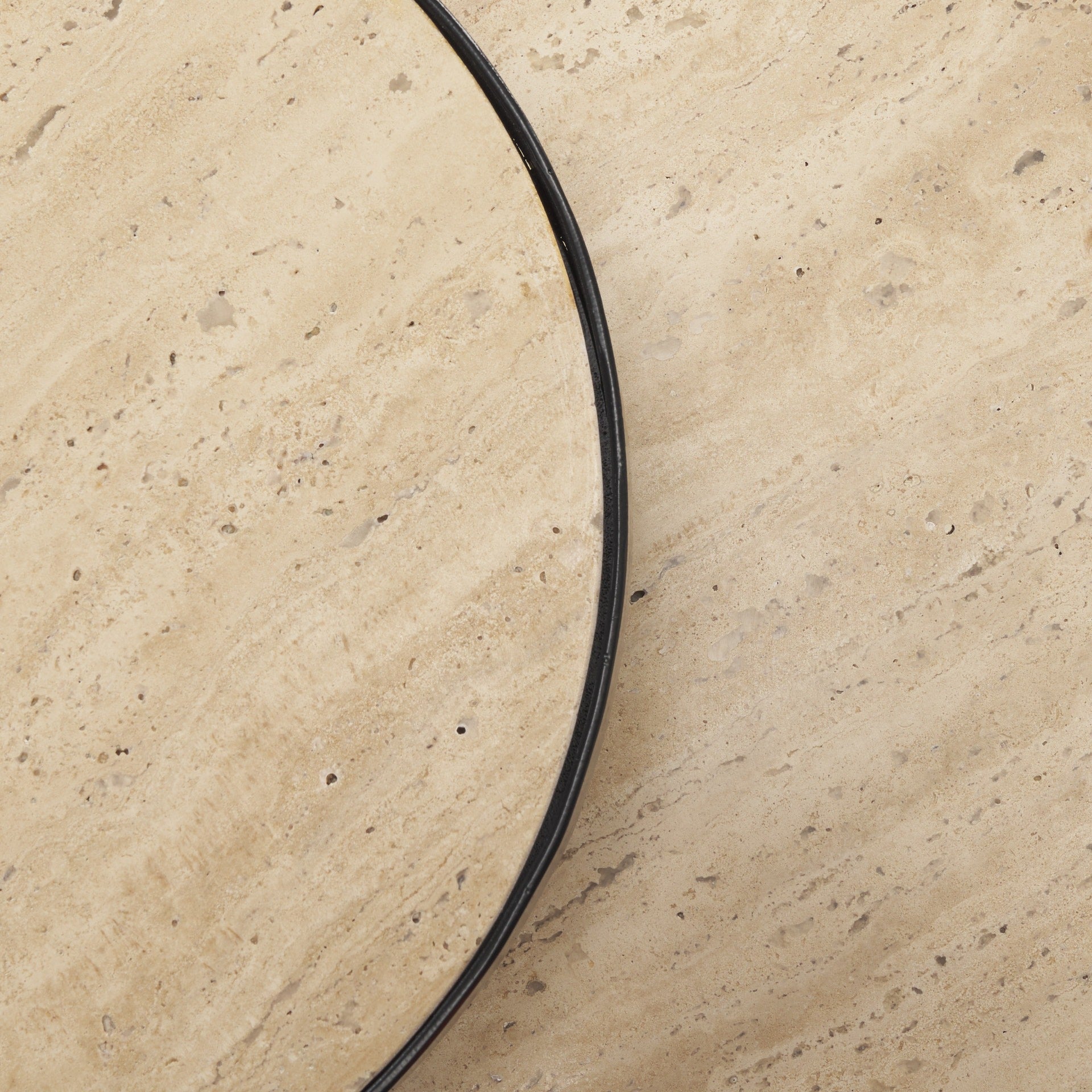 Wade Travertine Marble w/ Matte Black Metal End Tables SET OF 2 - Dekor Butik