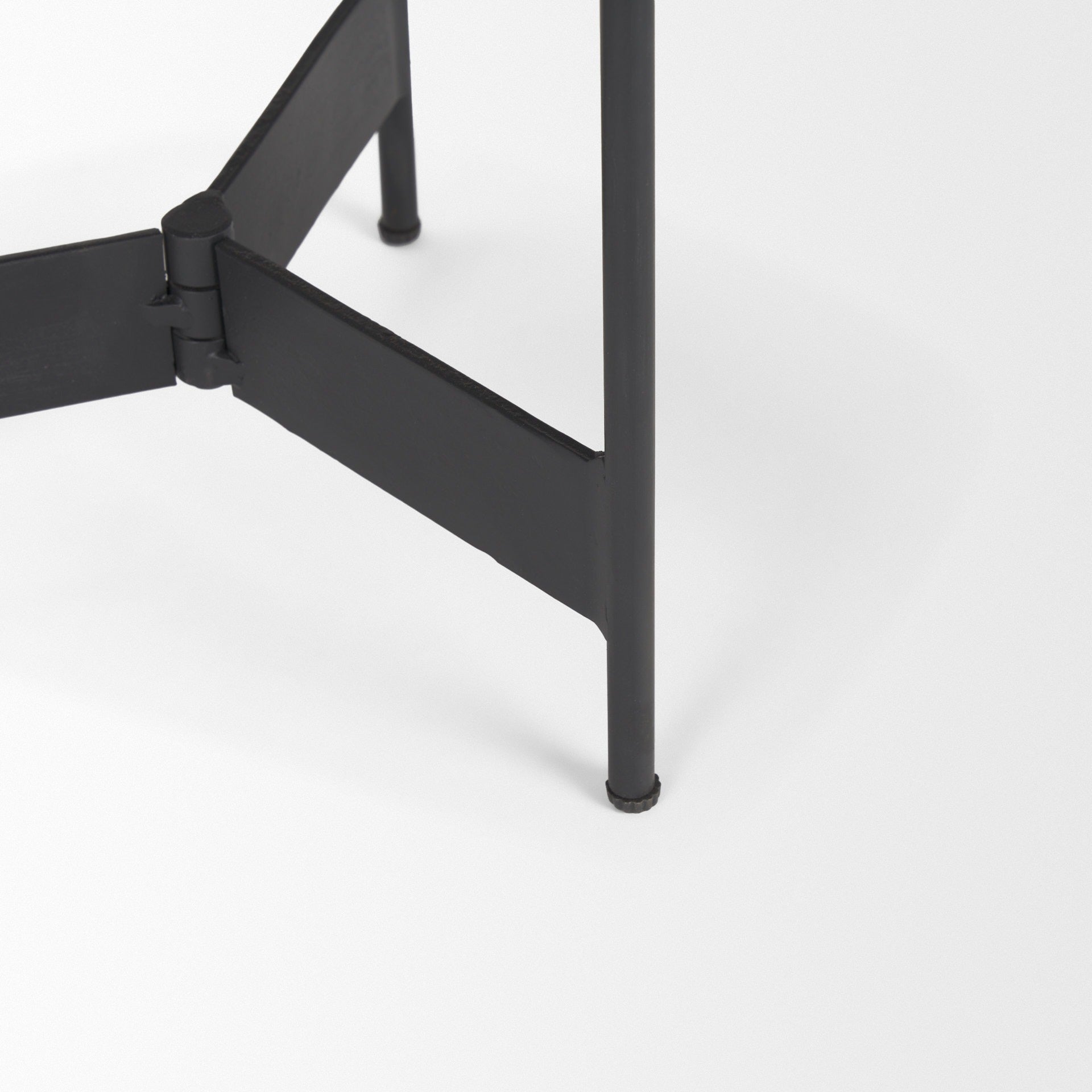 Wade Travertine Marble w/ Matte Black Metal End Tables SET OF 2 - Dekor Butik