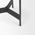 Wade Travertine Marble w/ Matte Black Metal End Tables SET OF 2 - Dekor Butik
