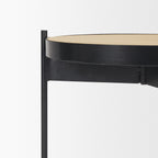 Wade Travertine Marble w/ Matte Black Metal End Tables SET OF 2 - Dekor Butik