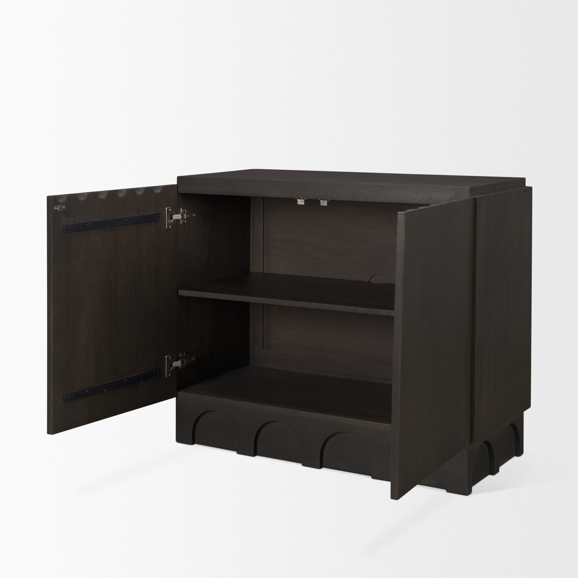 Wagner Dark Brown Wood w/ Arched Design Accent Cabinet - Dekor Butik