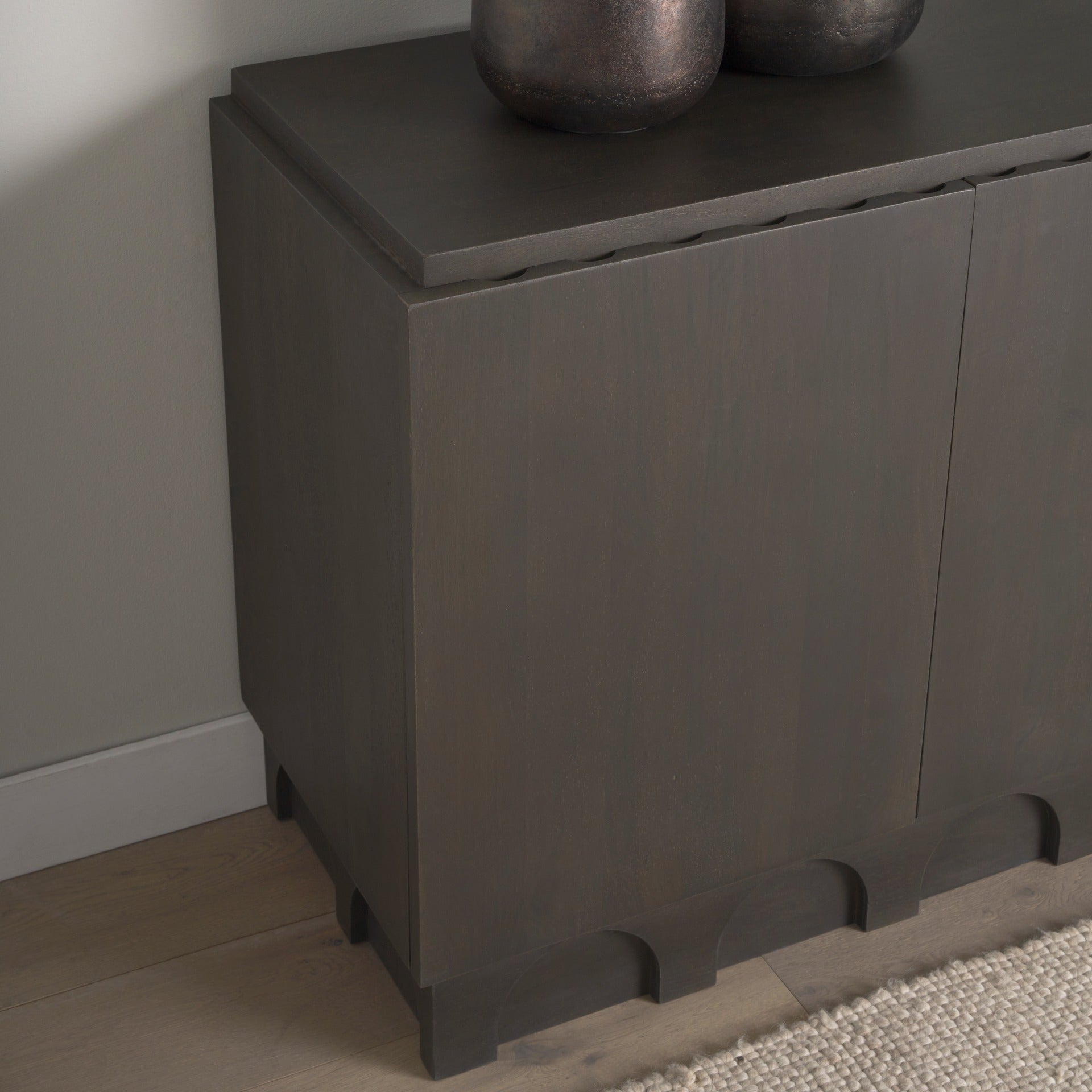 Wagner Dark Brown Wood w/ Arched Design Accent Cabinet - Dekor Butik