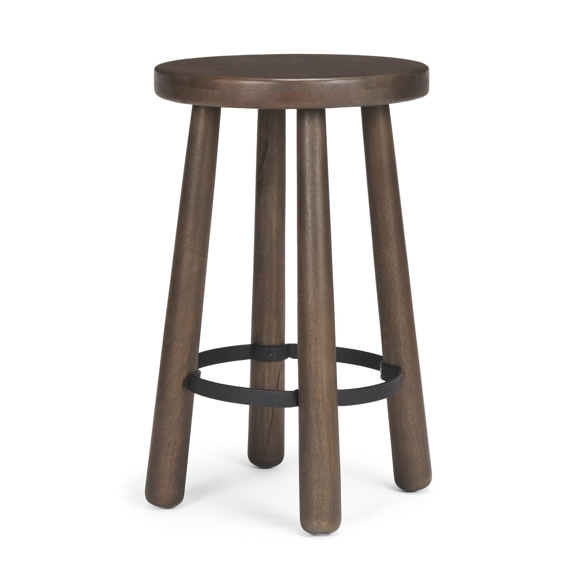 Weldon Dark Brown Wood w/ Matte Black Metal Counter Stool - Dekor Butik