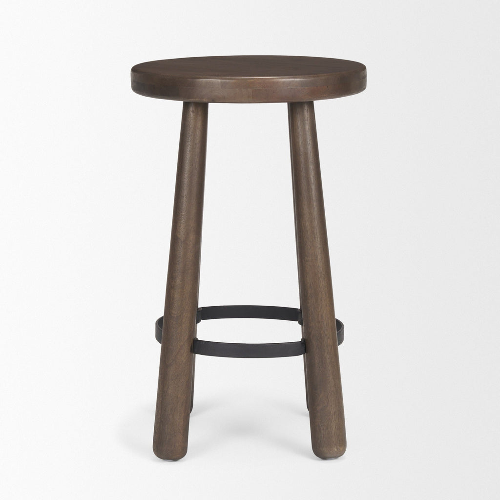 Weldon Dark Brown Wood w/ Matte Black Metal Counter Stool - Dekor Butik