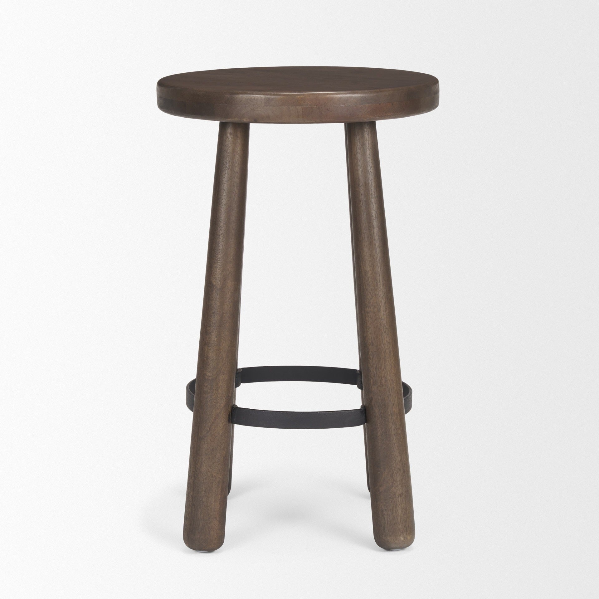 Weldon Dark Brown Wood w/ Matte Black Metal Counter Stool - Dekor Butik