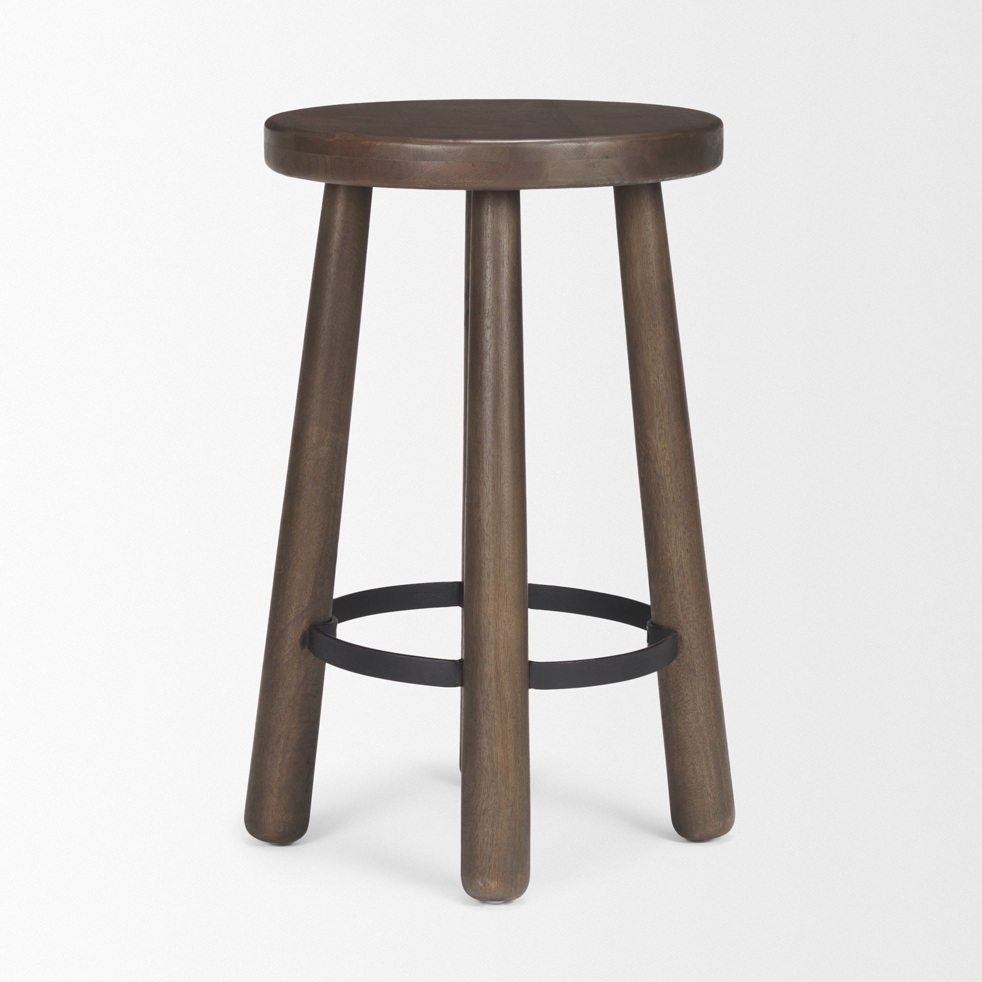 Weldon Dark Brown Wood w/ Matte Black Metal Counter Stool - Dekor Butik