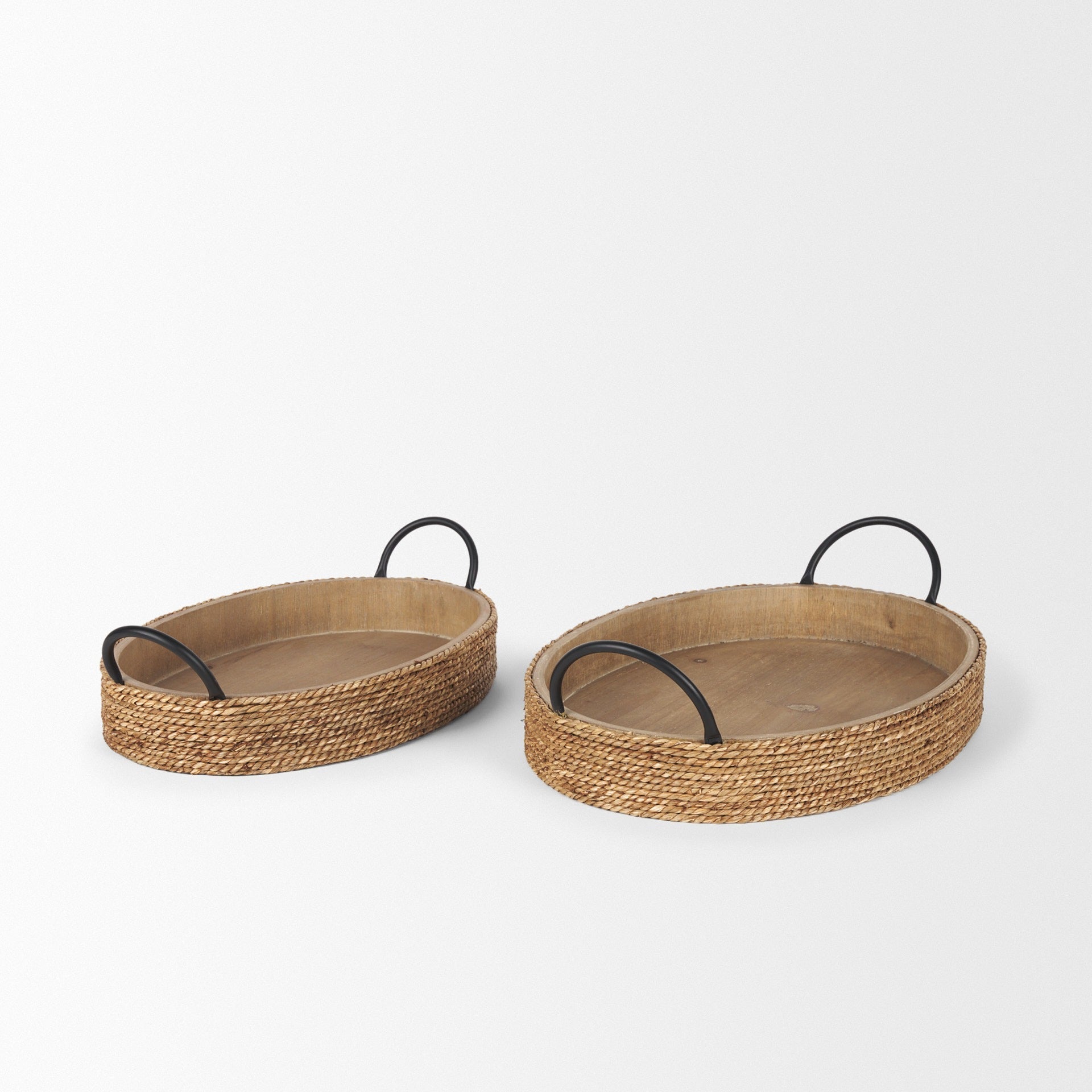 Wheaton Light Brown Wood w/ Natural Jute Serving Trays - Dekor Butik