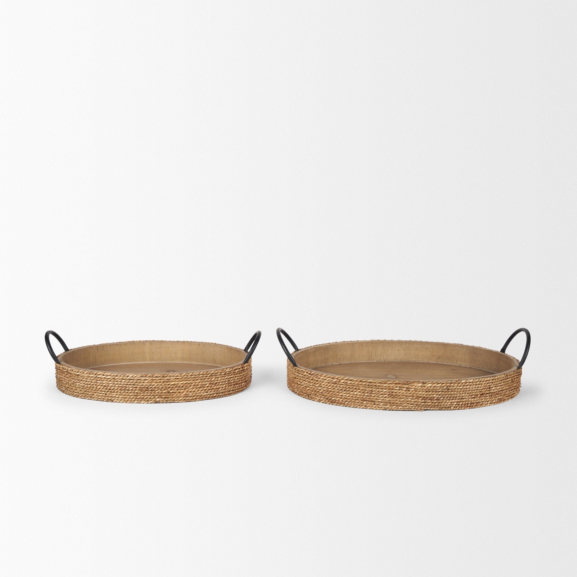 Wheaton Light Brown Wood w/ Natural Jute Serving Trays - Dekor Butik