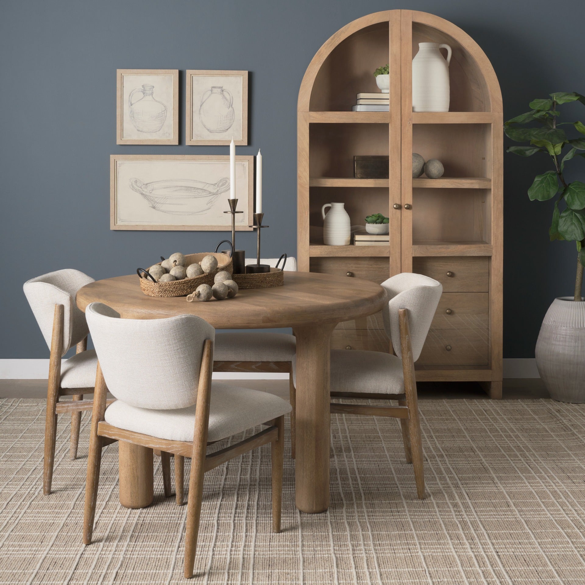 Wheaton Light Brown Wood w/ Natural Jute Serving Trays - Dekor Butik