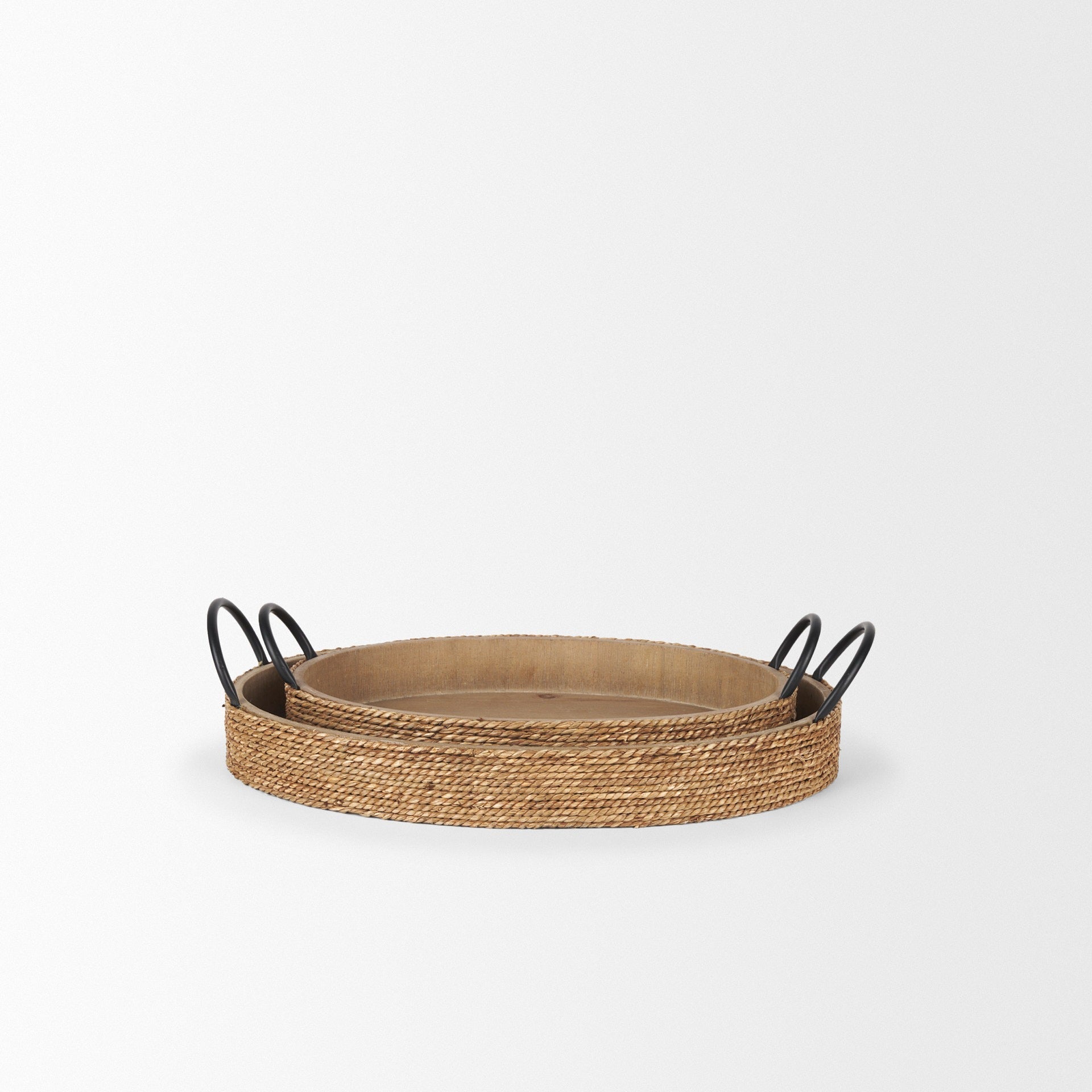 Wheaton Light Brown Wood w/ Natural Jute Serving Trays - Dekor Butik