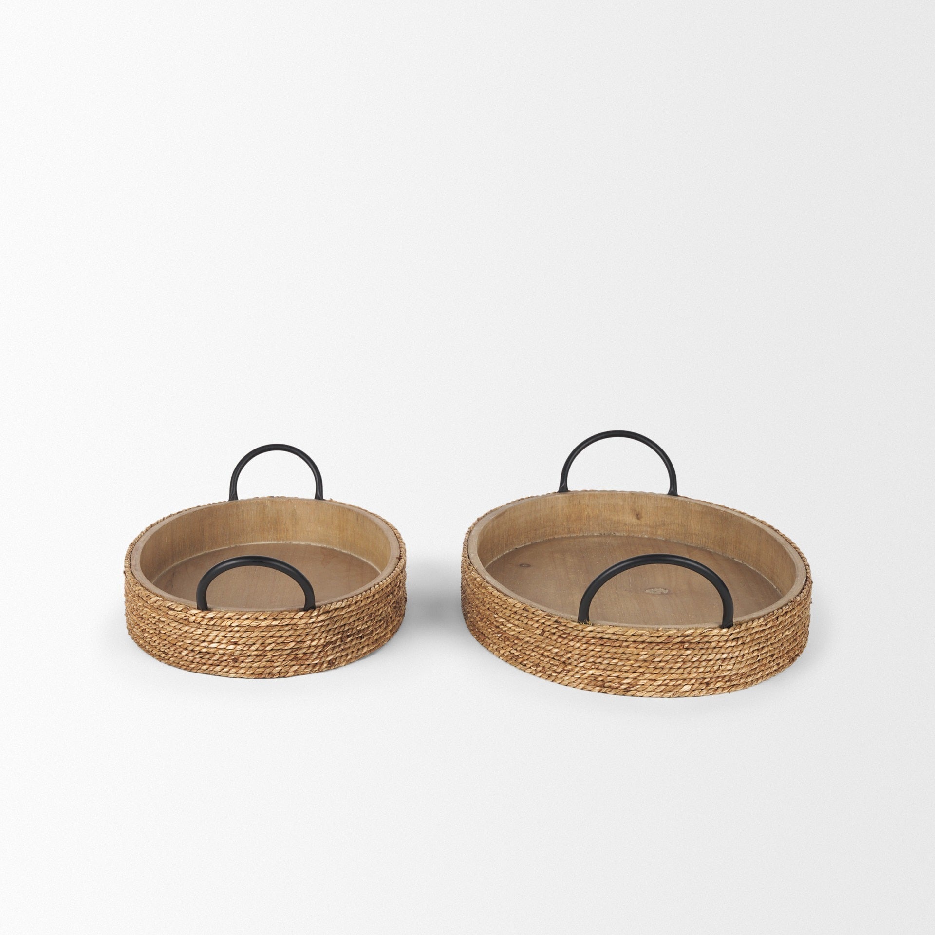 Wheaton Light Brown Wood w/ Natural Jute Serving Trays - Dekor Butik