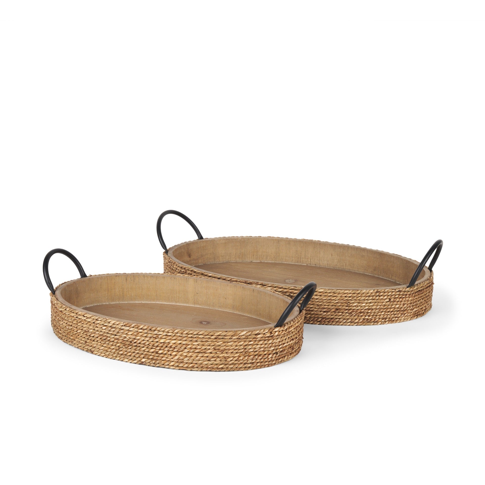 Wheaton Light Brown Wood w/ Natural Jute Serving Trays - Dekor Butik