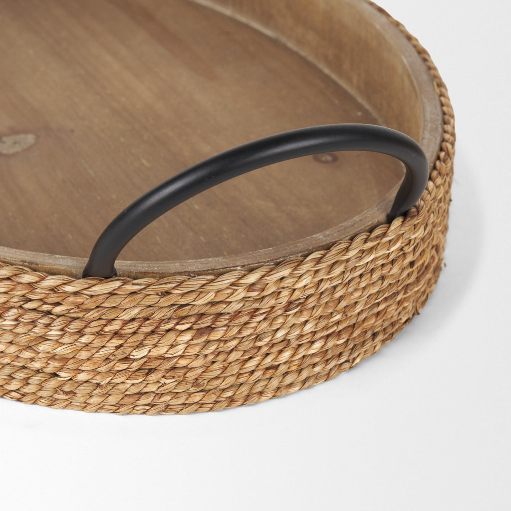 Wheaton Light Brown Wood w/ Natural Jute Serving Trays - Dekor Butik