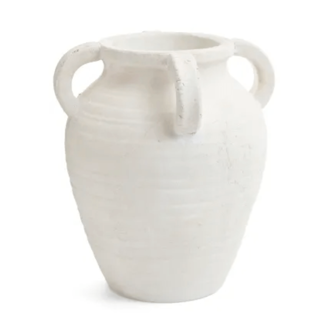 DecorWhite Terracotta Vase W/Handles - Dekor Butik