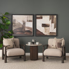 Willmar Textured Mushroom Gray Fabric Espresso Brown Wood Accent Lounge Chair - Dekor Butik