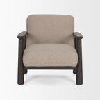 Willmar Textured Mushroom Gray Fabric Espresso Brown Wood Accent Lounge Chair - Dekor Butik