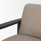Willmar Textured Mushroom Gray Fabric Espresso Brown Wood Accent Lounge Chair - Dekor Butik