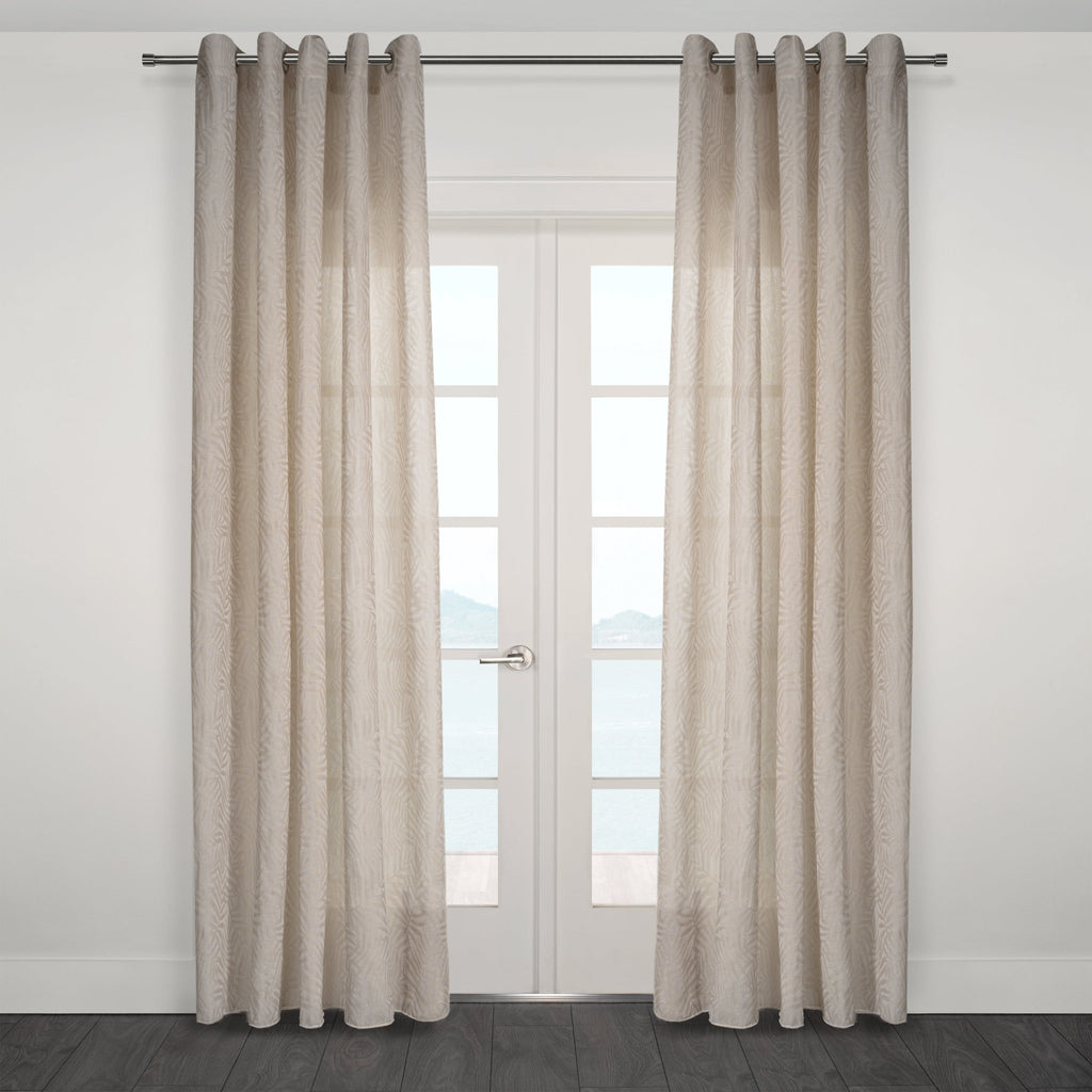 CurtainsZacari Woven Leaf Design Textured Semi Sheer Curtain 80"x 95" - Dekor Butik