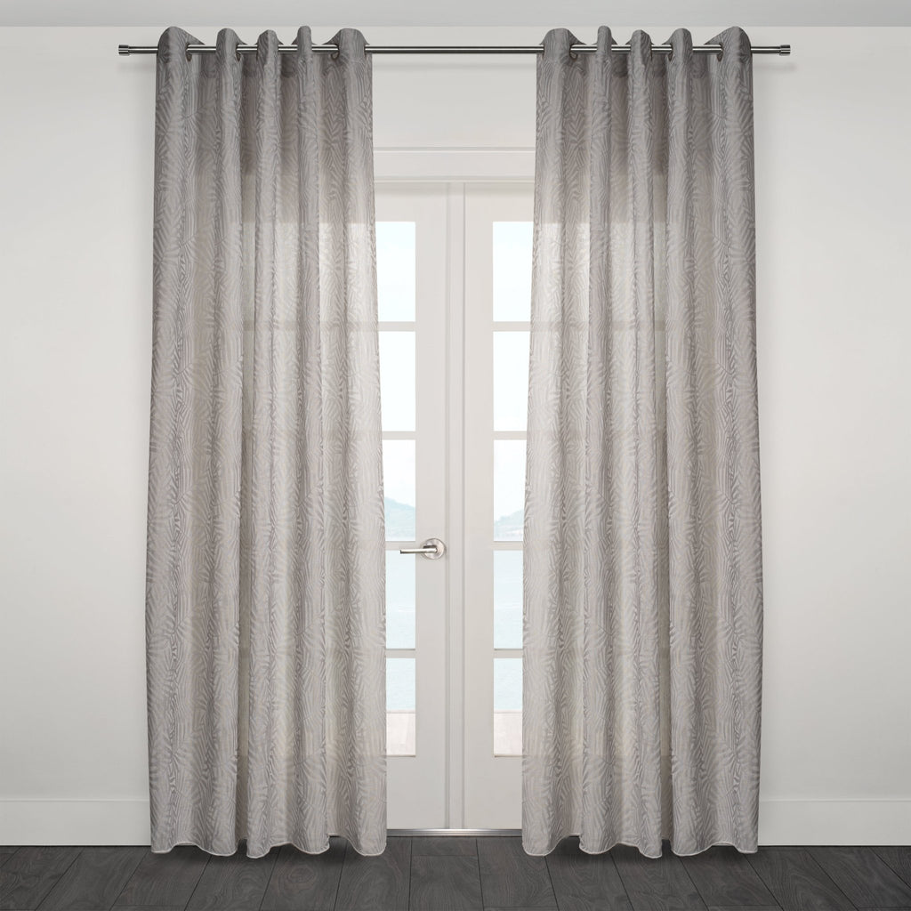 CurtainsZacari Woven Leaf Design Textured Semi Sheer Curtain 80"x 95" - Dekor Butik